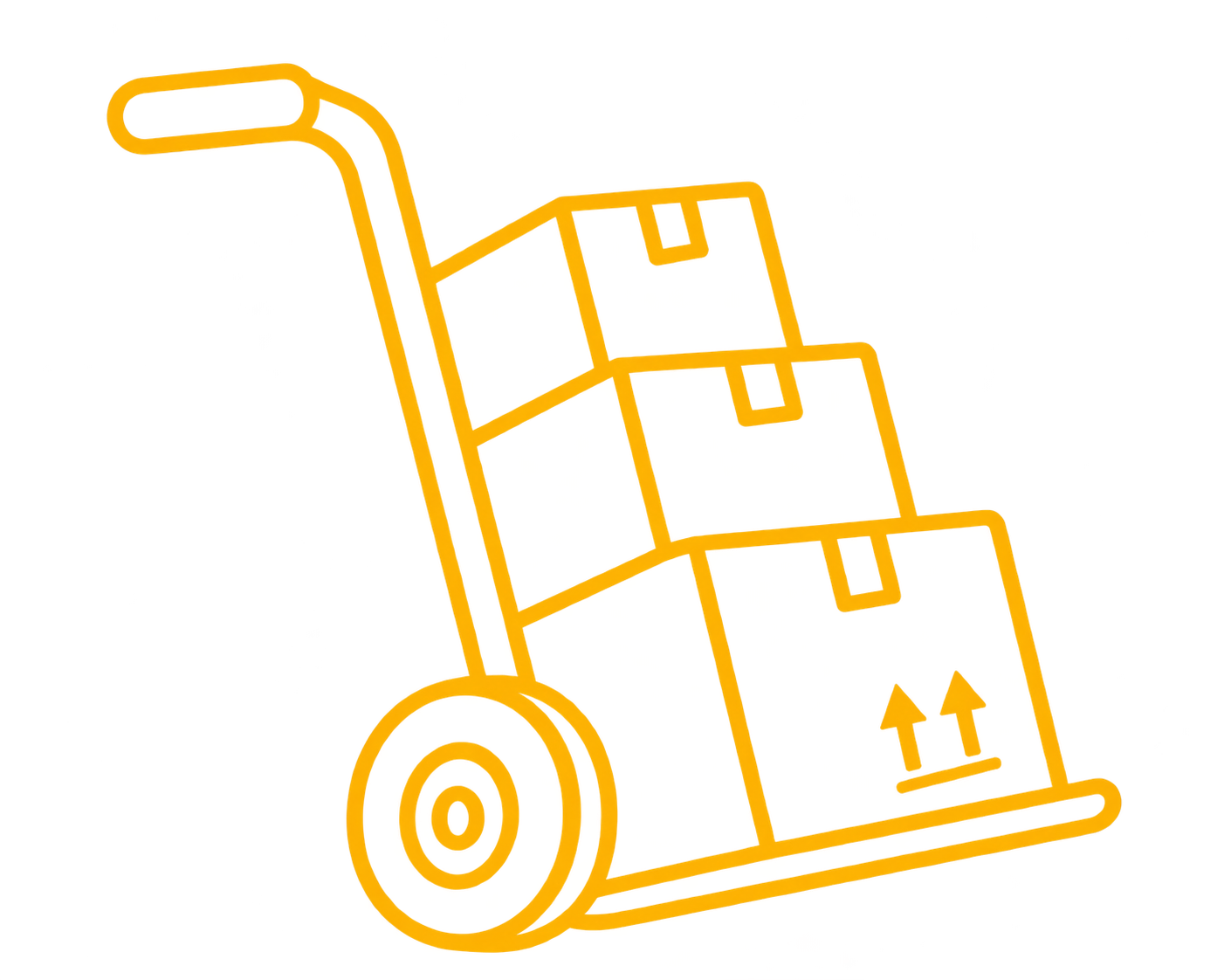 Dolly carrying moving boxes